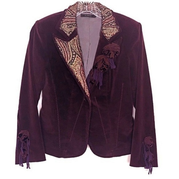 O.J.Box Romantic Burgundy Corduroy Blazer Jacket - Picture 4 of 8